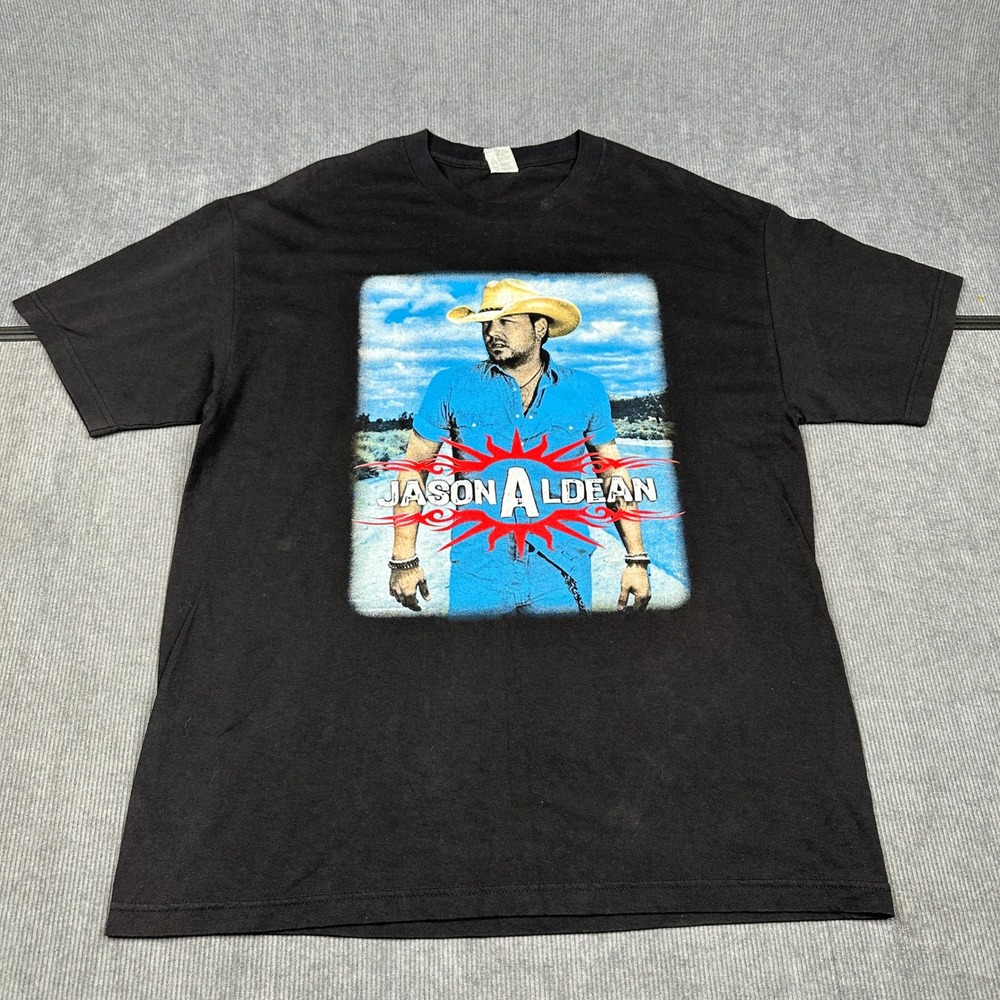 Vintage Jason Aldean 2014 Burn It Down Tour Shirt XL Black Florida Georgia Line